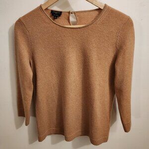Talbots Camel Brown 100% Cashmere Sweater Pullover Crewneck Medium Petite Soft